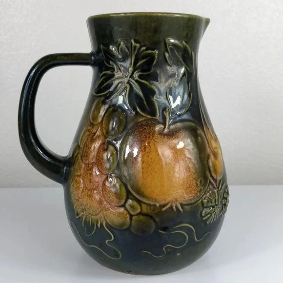Vintage Scheurich Keramik West Germany Stoneware Juice Jug Apple Cherry Grape - Picture 2 of 12